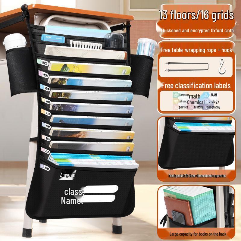 Desk Storage Hanging Book Bag & Stand for Students