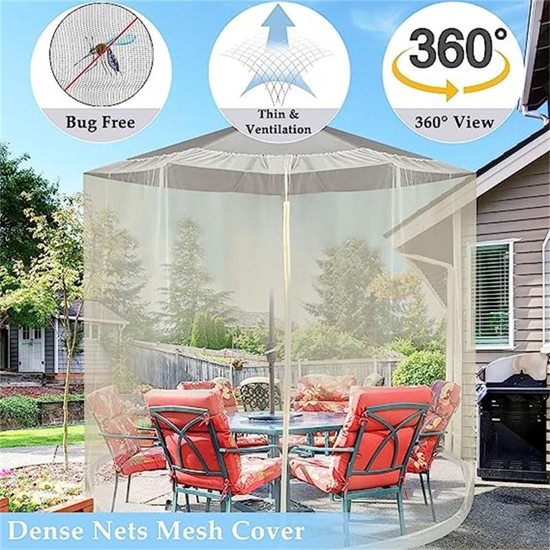 Umbrella Mosquito Netting for Outdoor Garden Patio Umbrellas Adjustable Rope Polyester Sunshade Mosquito Net for Travel Tent