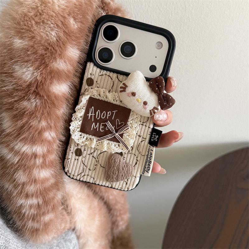 

Floral 3D Heart Cat Head iPhone 17/16 Pro Max/15/14 Autumn/Winter Case Apple 14