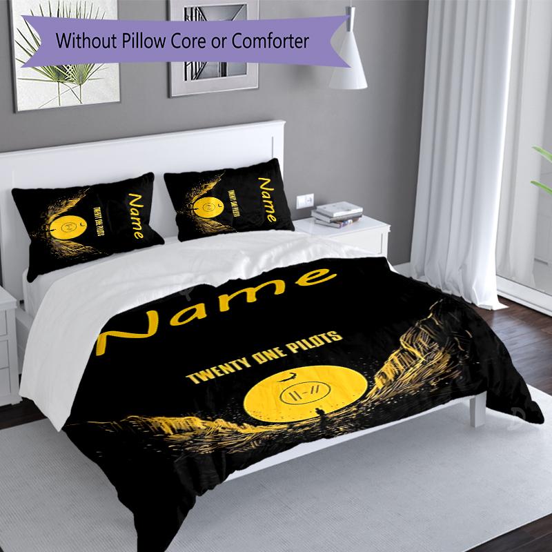 3pcs Custom Name twenty one pilots Bedding Set,Includes 1 Duvet Cover and 2 Pillowcases,All-season Bedroom Decor