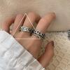 Trendy Distressed Retro Hollow Letter Ring With Geometric Elements For Fashion Womens