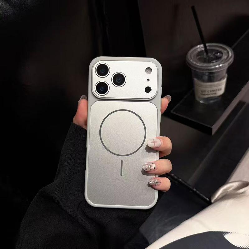 Luxury Large Window Magnetic Official Orange Phone Case For iPhone 17 16 15 14 Plus 13 12 Pro Max Wireless Charging Back Cover