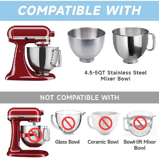 3 Pack Silicone Covers Compatible with KitchenAid Tilt-Head Stand Mixer 4.5-5 Quart Stainless Steel Mixer Bowls, for KitchenAid Accessory, Dishwasher