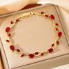 Bracelet Feuille Plaqué Or avec Incrustations de Zircon Hachuré et de Diamant