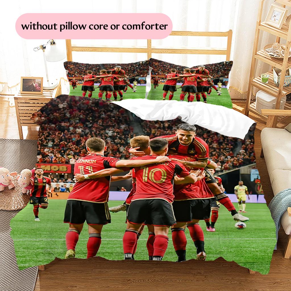 Atlanta United FC Pattern Bedding Home Decoration Birthday Gift (1 * duvet cover + 2 * pillowcase, without core)