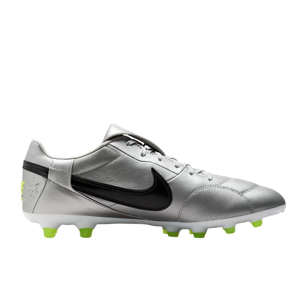 Nike Premier 3 Low FG Metallic Silver Volt Unisex Cleats Grey Black HM0265-004