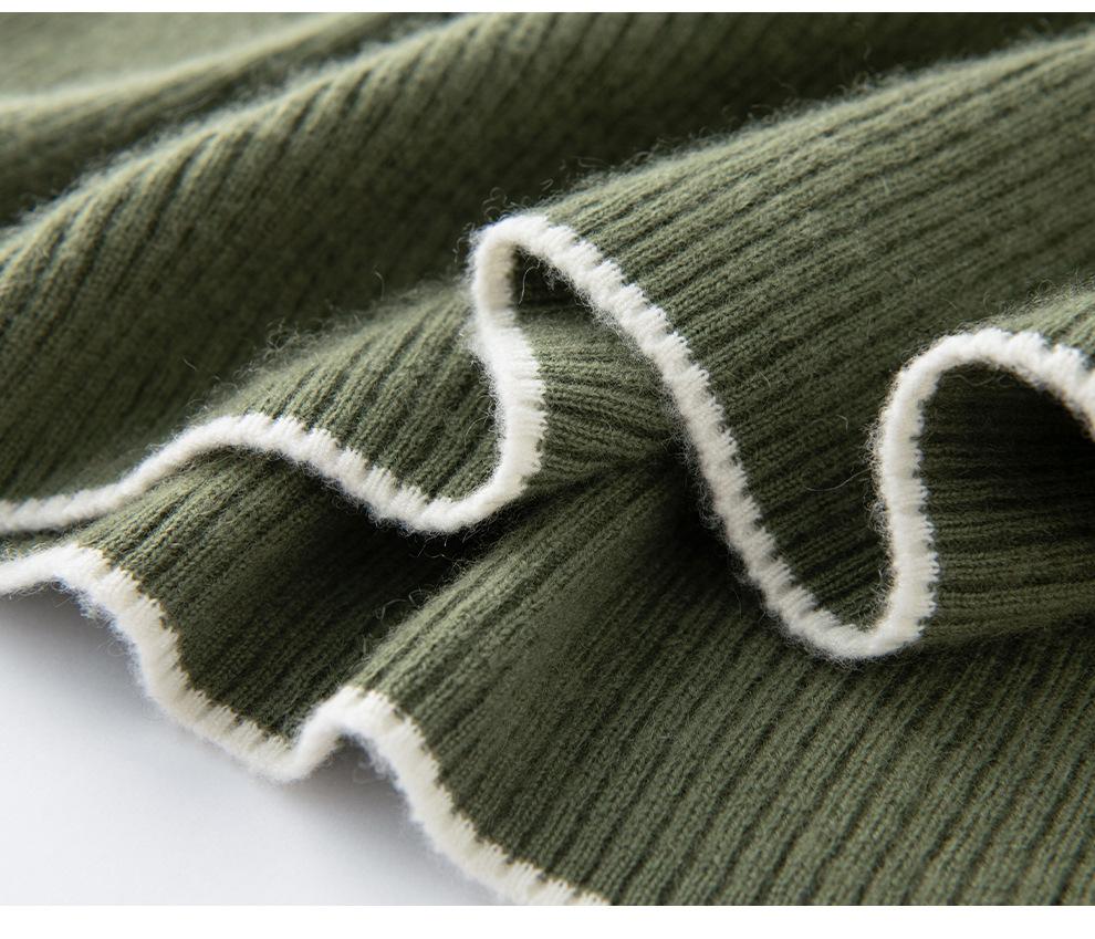 Women's Autumn/Winter 2026 Half-Zip Cashmere Sweater - Lapel Vertical Stripe, Gentle Style Loose Slimming Knitwear