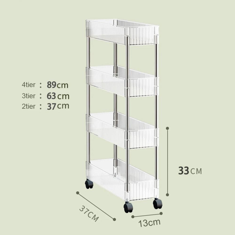 Acrylic Clear Trolley Rack Movable Rolling Utility Cart Narrow Gap Storage Rack with Wheels Bathroom Removable Shelf 2/3/4 Layer