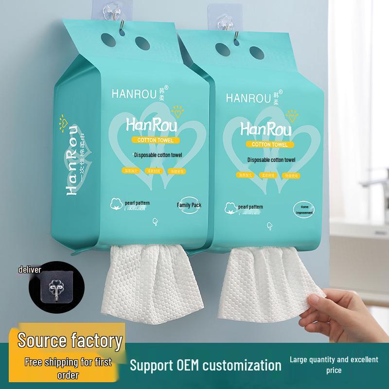 Engångs bomullshandduk för ansiktstvätt: Förtjockad, Mjuk, Dubbelanvändning för Våt- och Torrrengöring