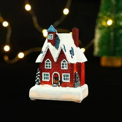 Glowing Christmas Cabin House with Led Lights Christmas Story Village Houses Festival Ornament Christmas Atmospheres Decor Props