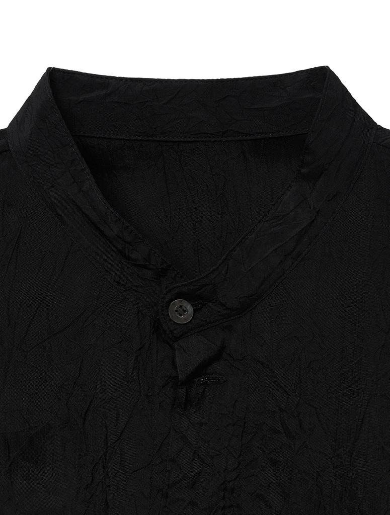 NOIRER Crinkle Multi-Pocket Half Shirt (Black)