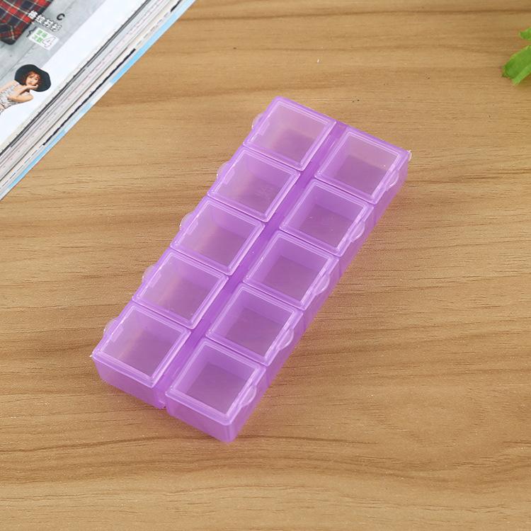 Small Double-row 10-grid Manicure Phone Case with Diamond and Independent Lid Storage Box