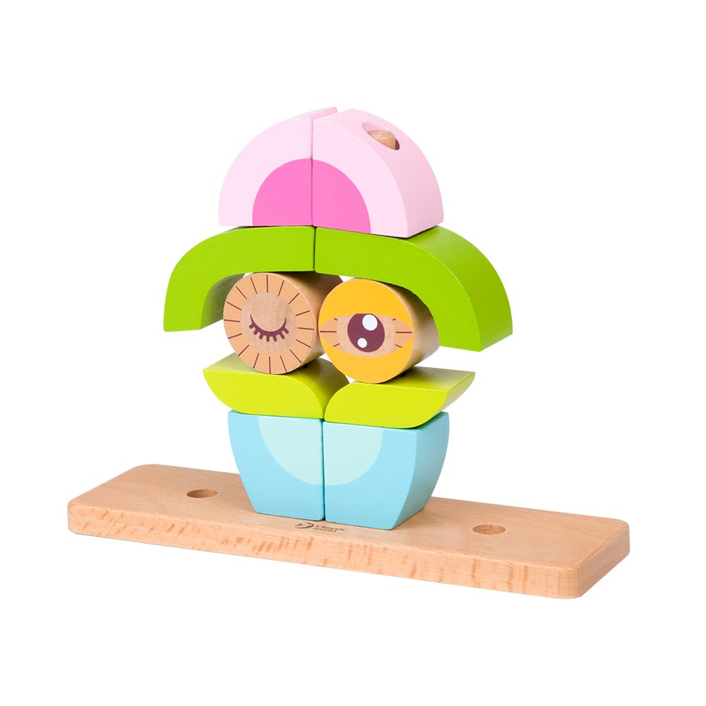 Classic Owl Block Set (CL3708), a Wooden Stacking Block Building Block Set with 3D Puzzles for Children Aged 1 Year and 18 Months.