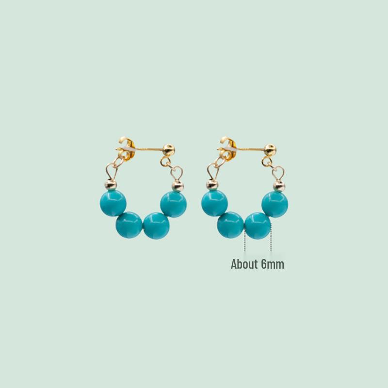Vintage Turquoise Stud Earrings for Women In National Style