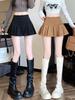 Women's Black Deerskin Velvet High-Waisted Slimming A-Line Mini Skirt with Anti-Exposure Pleats - Autumn/Winter Casual Skirt Pants