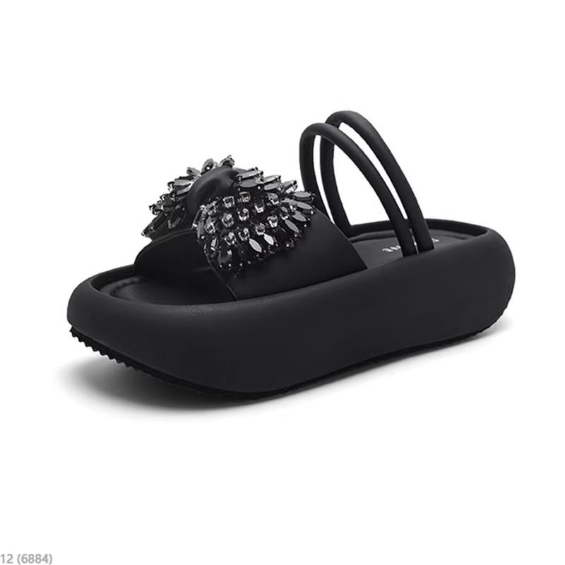 Rhinestone bow slippers summer wear Mary Jane shoes beach sandals casual vacation cool slippers women's shoes