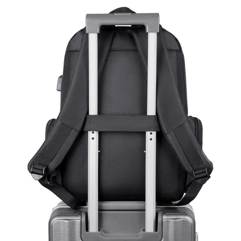 Men's Large Capacity Color Block Laptop Backpack - Business Casual & Student Friendly