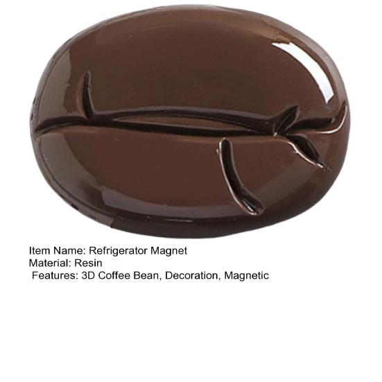 3D Coffee Bean Fridge Magnet Resin Coffee Theme Magnetic Refrigerator Accessories Memo Note Message Photo Holder Decoration Coffee Lover Gift