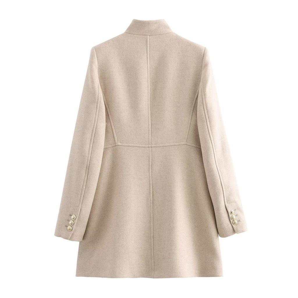 2024 Autumn Women's European & American Style Double-Breasted Overcoat Jacket