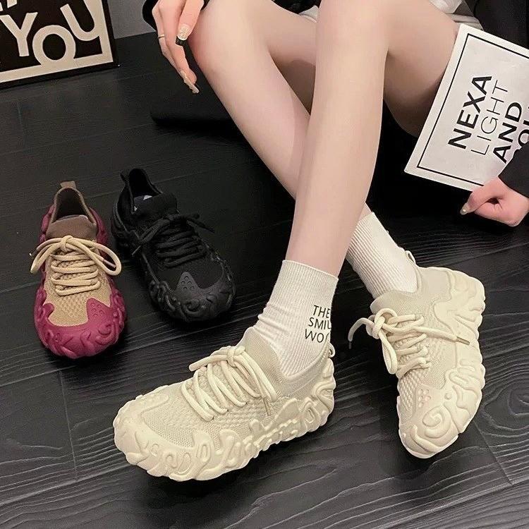 Fashion Women's Sports Shoes Comfortable Lightweight Sneakers Breathable Mesh Platform Shoes Fashion Women's Outdoor Casual Shoes