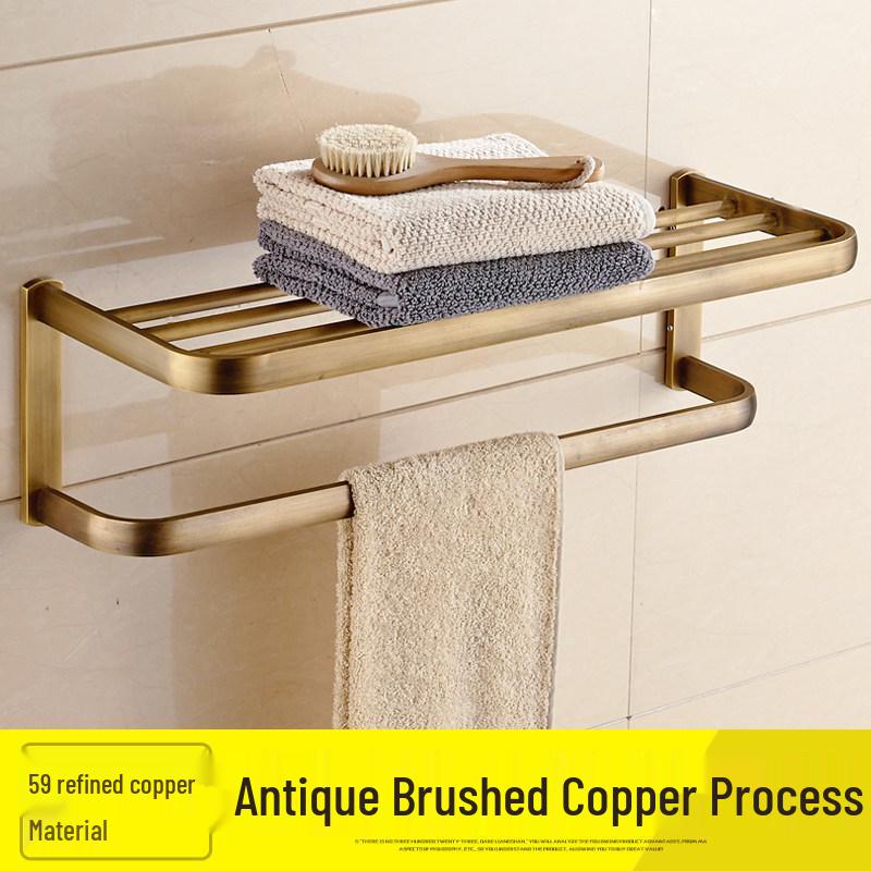 Antique European-Style Rose Gold Towel Rack for Bathroom Storage