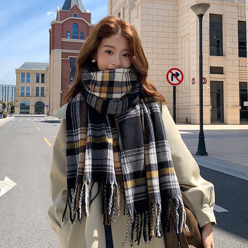 New autumn and winter scarf fashion high sense pure wool thickened versatile warm shawl student scarf