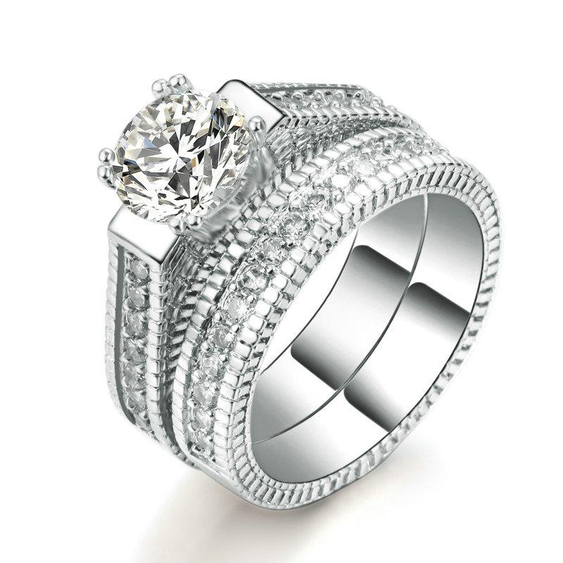Wedding Rings For Women Classic AAA+ Cubic Zirconia Silver Couples Lovers Finger Ring Jewelry DWR606