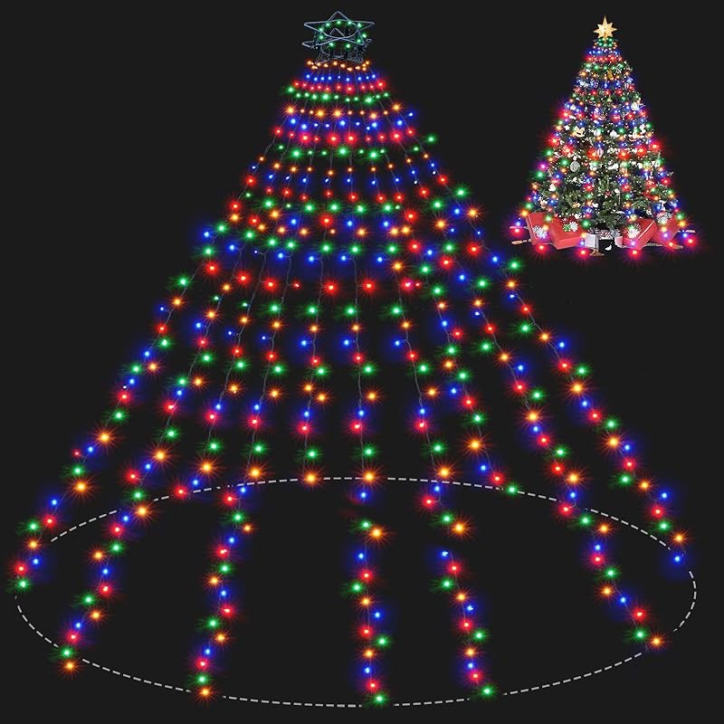Christmas Tree Lights Christmas Lights Outdoor Indoor 400Led 9.84Ft 10 Lines Christmas Lights with 8 Modes and Timer, Fairy Tree Lights for Wedding