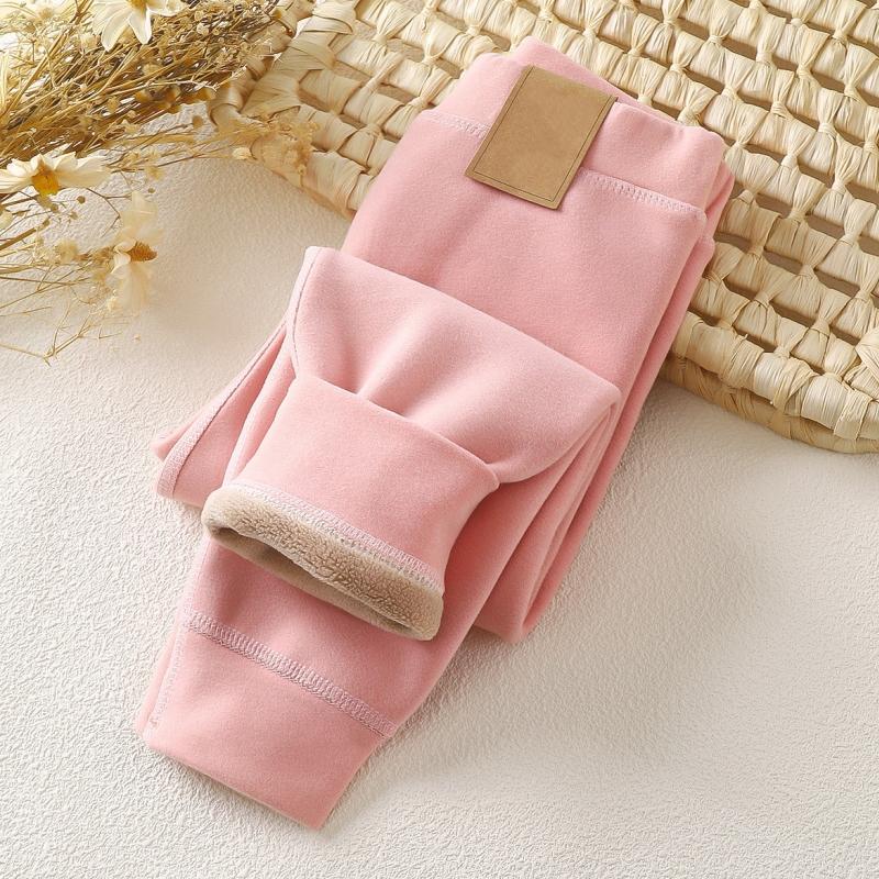 

Winter Children s Velvet Warm Pants For Boys Girls Velvet Leggings Kids Baby Bottoming Pants Thickened Long Pants 100 розовый
