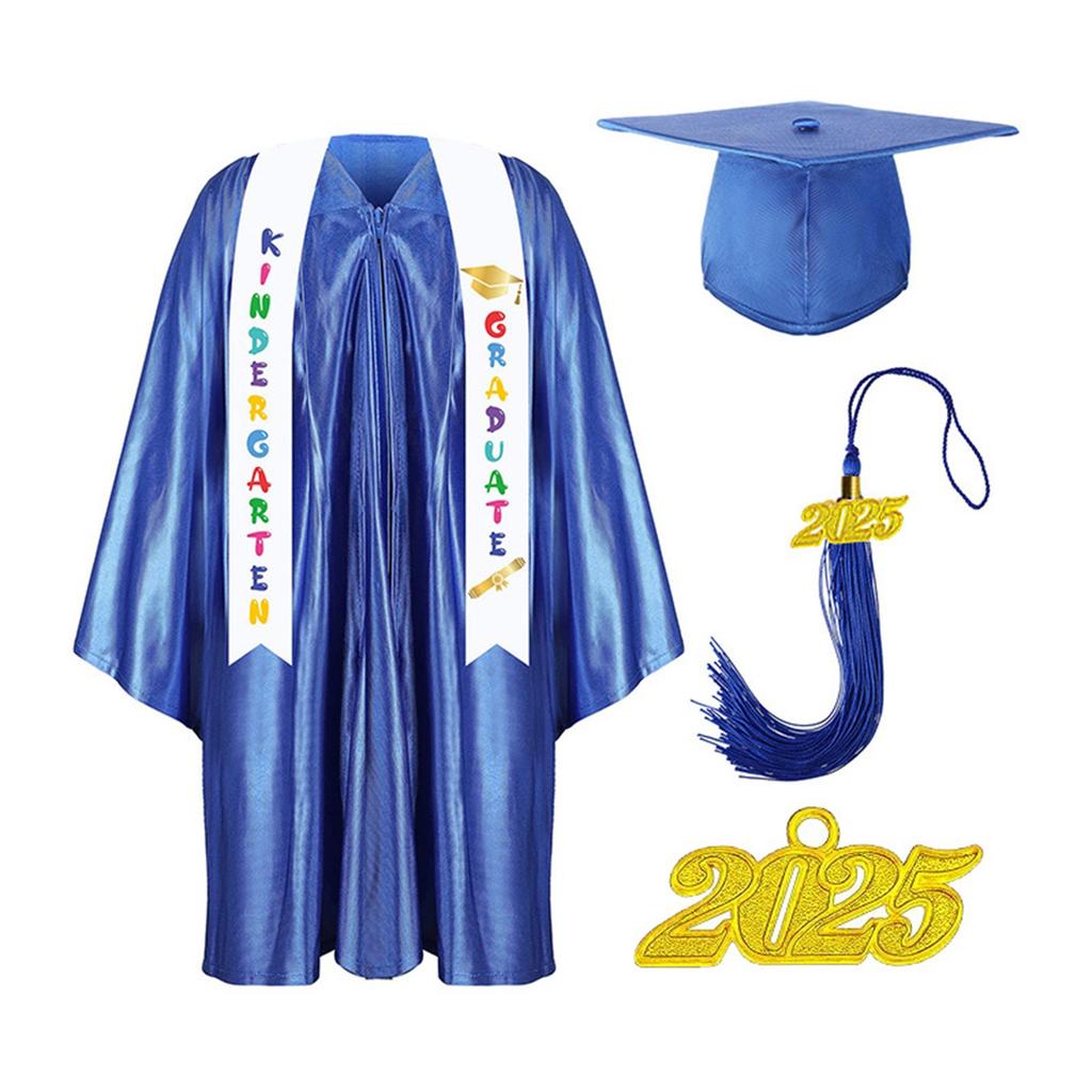 Kindergarten Graduation Cap With Tassel & Printed Gown. Perfect For Memorable Pos And Ceremonies