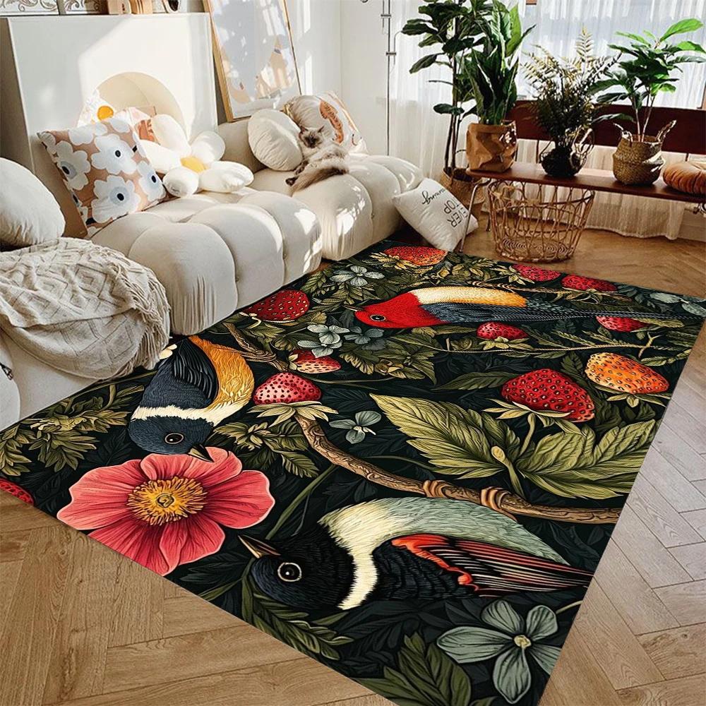 Modern Art Floral Area Rug – Black White Non-Slip Floor Mat, Indoor Carpet for Living Room Entryway Decor