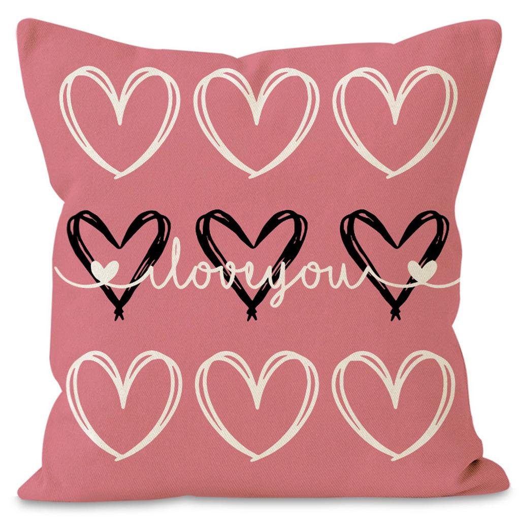 Valentine's Day Couple Love Sofa Pillow Cover Home Decoration Pillow Cover Linen Printed Cushion Cover