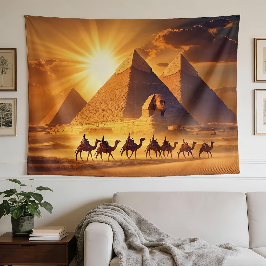 Horizontal Wall Tapestry Suitable for Decor - Monumental Modern with Horizontal Stripes & Iconic Patterns, Fabric for Wall Hanging in, Dorm, Bedroom -