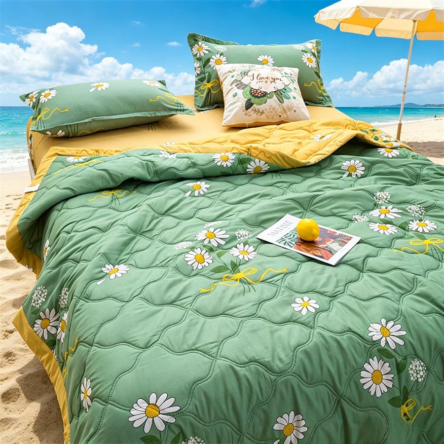

Quilting Spring Summer Quilt Soft Breathable Mechanical Wash Quilted Comforter Single Double Bed Quilts Children Adults Blanket 70x100cm Random Color