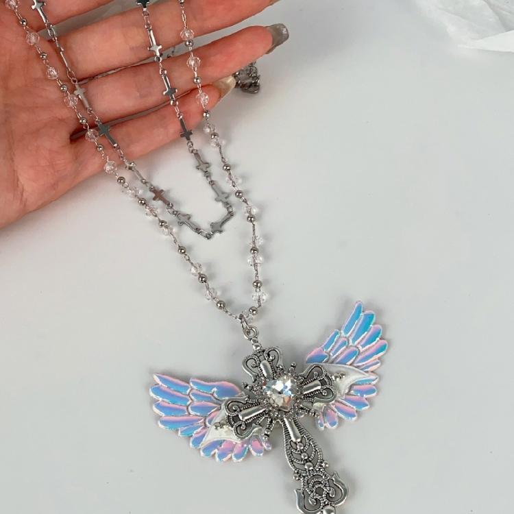 Stilvolle Punk-Schlüsselbein-Kette mit Kreuz-Anhänger Stabile Legierung Retro-Stile Modeaccessoire