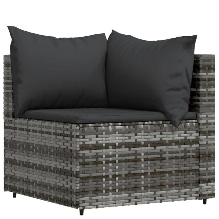 VidaXL Salon de jardin 4 pcs avec coussins Gris Résine tressée, ensemble de salon d'extérieur, ensemble de mobilier 319765