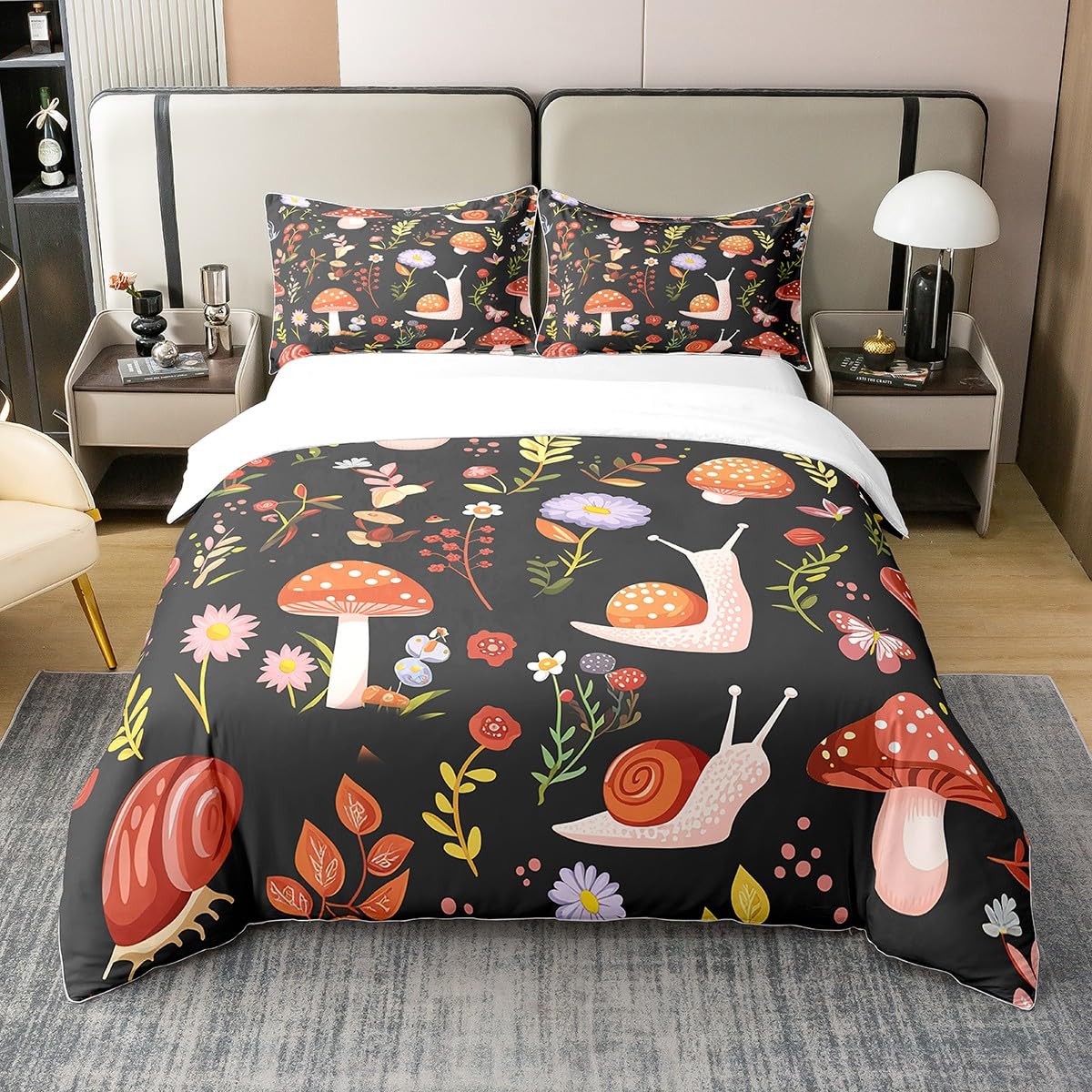 

Snail Duvet Cover Sets For Kids Queen Size Lightweight Down Quilt Covers Bedroom Decor 2 Pillowcases 1 Duvet Cover No Comforter EU Single(135x200cm)