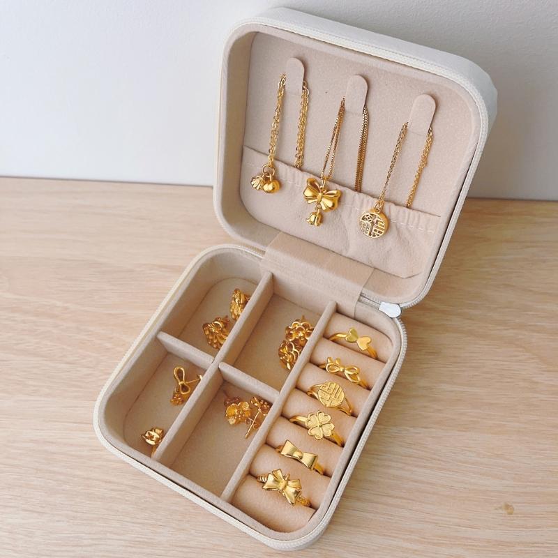 PU Leather Jewelry Box Accessory Organizer with Soft Velvets Interior Storage Case for Earrings Bracelets Necklaces