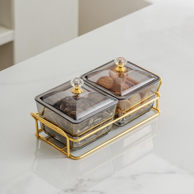 Light Luxury Glass Fruit Plate  Creative Household Living Room Snack Plate  Dried Fruit Snack Plate  Dessert Plate  Candy Plate  Fruit Plate