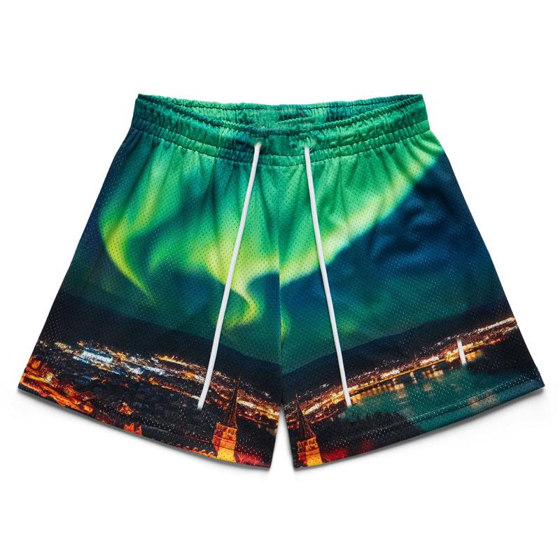 Unisex Amerikanische Mesh Atmungsaktive Sporthose - Lässig, Fitness, Laufen, Training, Lockerer Schnitt, Oberhalb des Knies