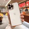 Luxury Electroplated Love Heart Phone Case For iPhone 11 12 13 14 15 16 Pro Max XS X XR Max Plus Soft Silicone Cover