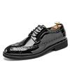 Mens Shiny Derby Shoes With Brogue Carving Gold Tone Lace-Up Low Cut Dress Nightclub Party