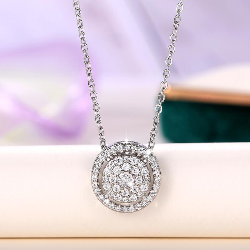 Dainty Cubic Zirconia Pendant Necklace Silver Color Chain Crystal Neck Accessory for Women Luxury Fashion Wedding Jewelry
