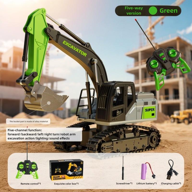 4X4 Electric Remote Control Cars Toys For Kids Rc Truck Model Excavator Bulldozer Road Roller With Led Lights Birthday Gifts