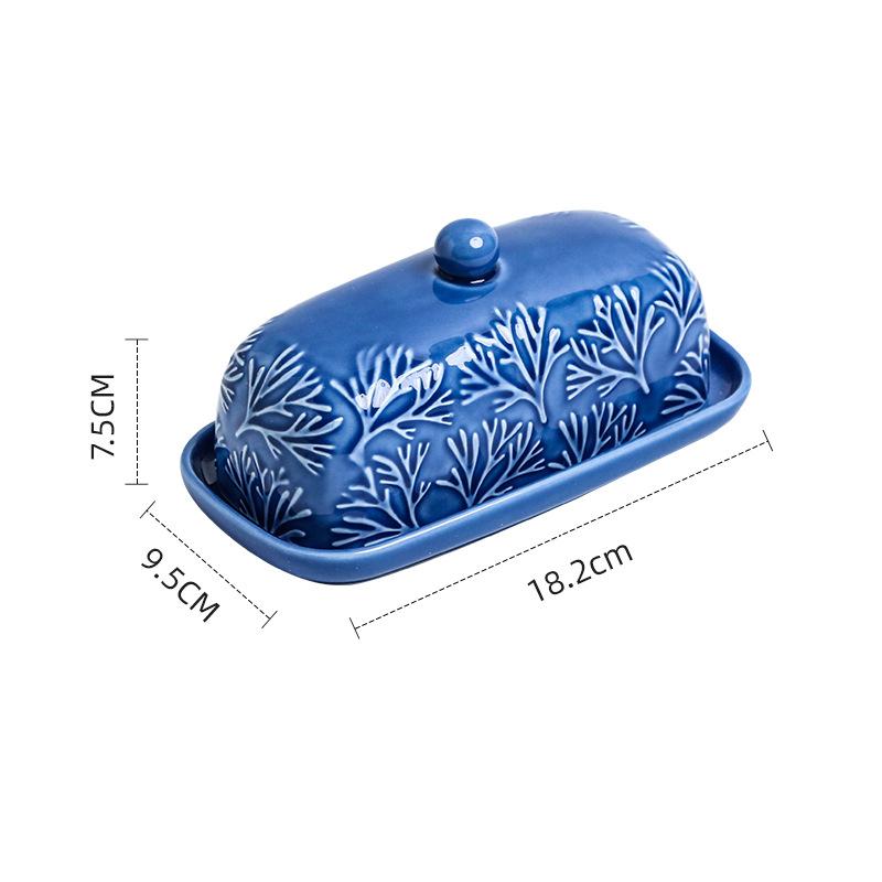 Ceramic Butter Box Dessert Plate with Lid Butter Dish Cheese Box Dim Sum Dish Snack Bowl Fruit Plate Cake Tray Butters Tray
