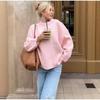 2024 Pink Sweet Round Neck Pullover Sweater - European & American Winter Style