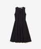 Ieoning Shirring Long Sleeveless Dress, Black