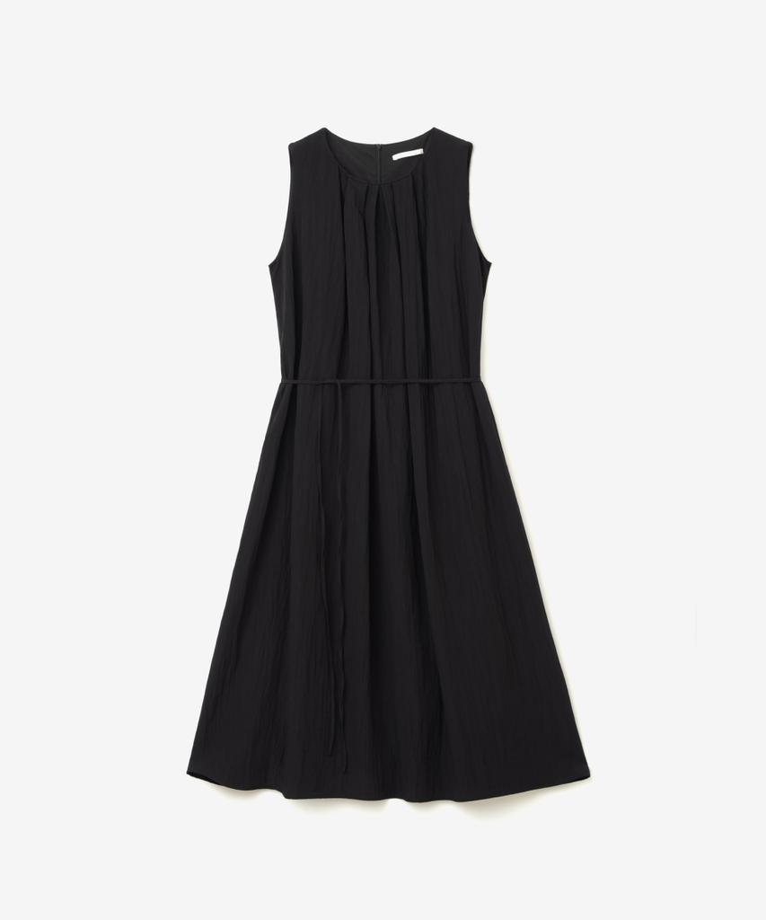 Ieoning Shirring Long Sleeveless Dress, Black
