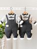 Unisex Baby Dungaree Set: Thickened Cotton-Padded Jacket & Pants - Warm Autumn/Winter Two-Piece
