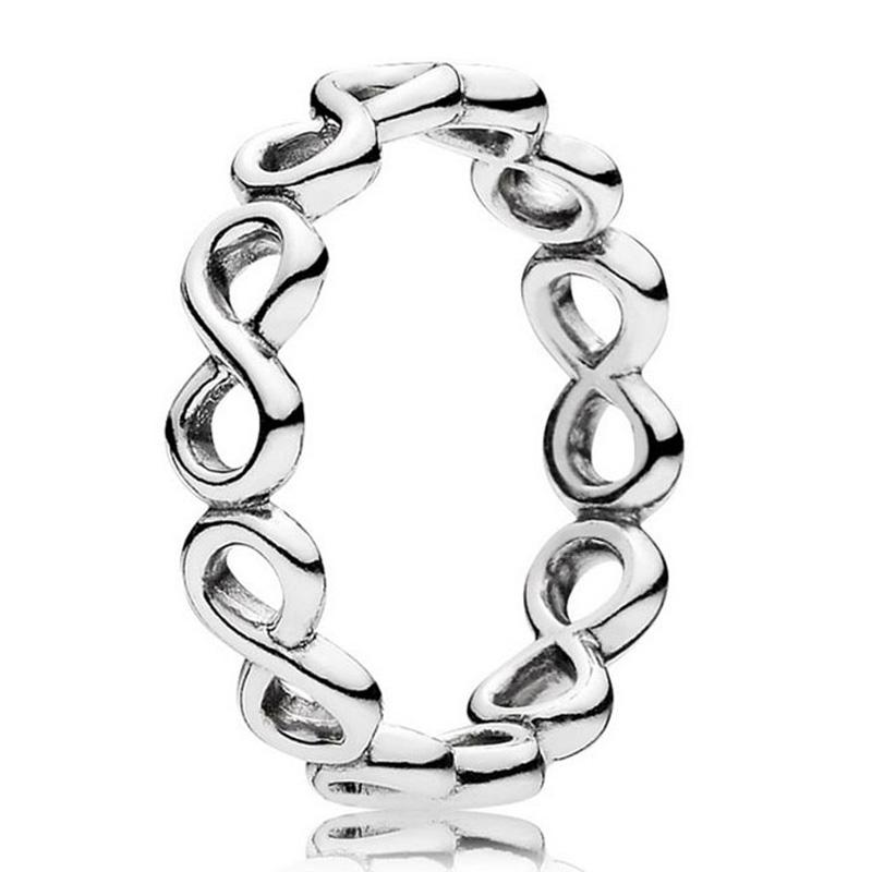 Authentic Sterling Silver Signature Reversible Hearts Infinite Love Knot Ring For Women Birthday Wedding Gift Fashion Jewelry